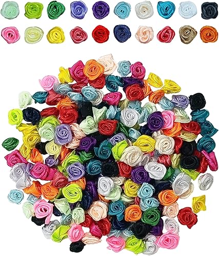 FavoritBow 200 piezas de mini cinta multicolor para manchas rosas flores apliques para manualidades accesorios para el cabello costura de álbumes de
