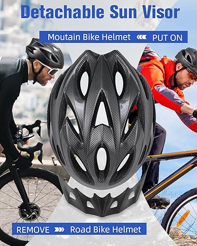 Miniatura 7 de Zacro Casco de bicicleta para adultos, ligero para hombres y mujeres, cómodo con almohadillas y visera, casco de bicicleta certificado para adultos