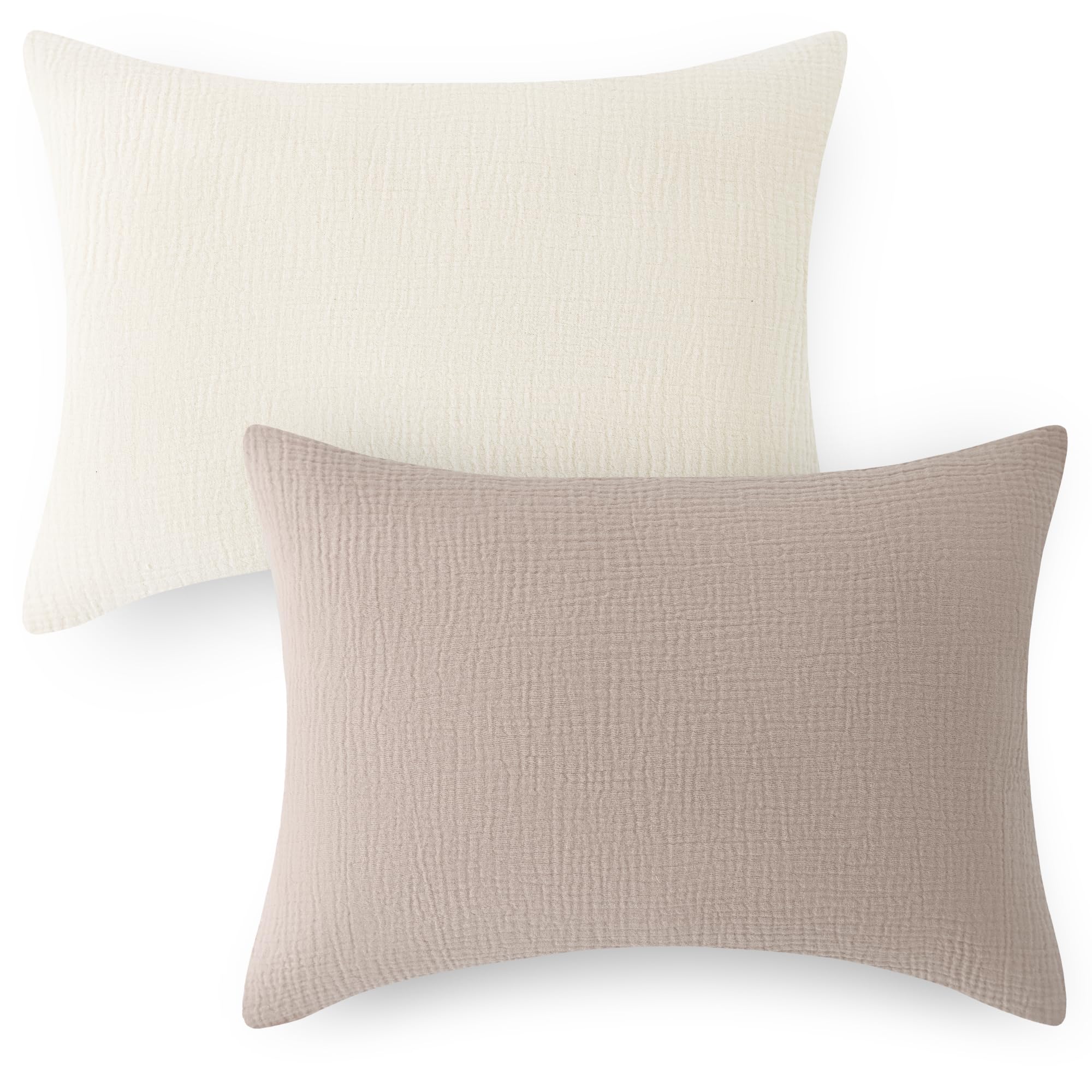 EXQ Home Muslin Toddler Pillowcases for 13x18 Pillow, Small Pillow Case Fits Baby Pillow Sized 12x16, 13x18, 100% Cotton Travel Pillow Case Cover 2 Pack for Baby with Envelope Closure (Beige,Brown)-image-16