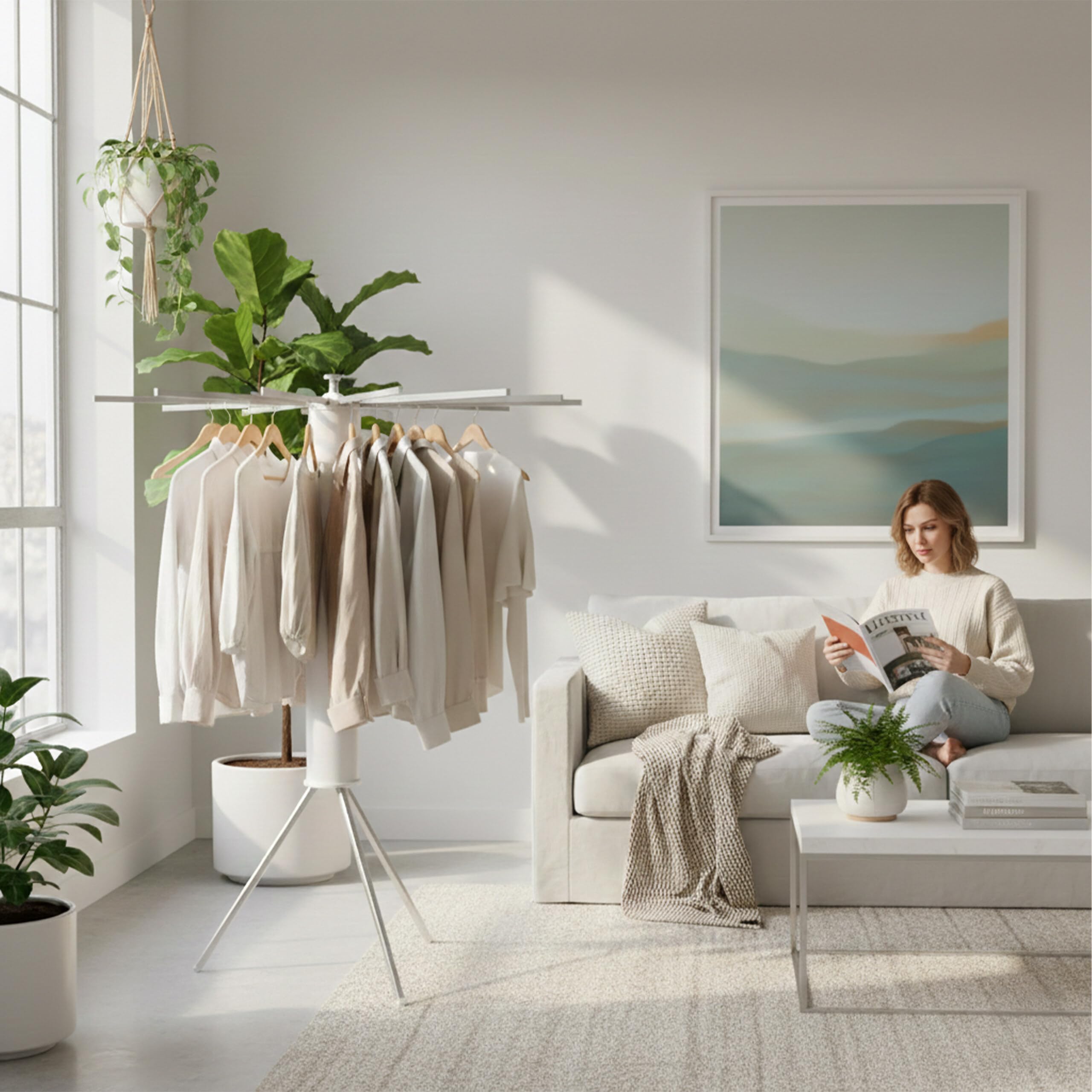 Stendibiancheria Relaxdays, Pieghevole, 16 aste, A x P: 121 x 112 cm, Metallo e plastica, Bianco/Argento