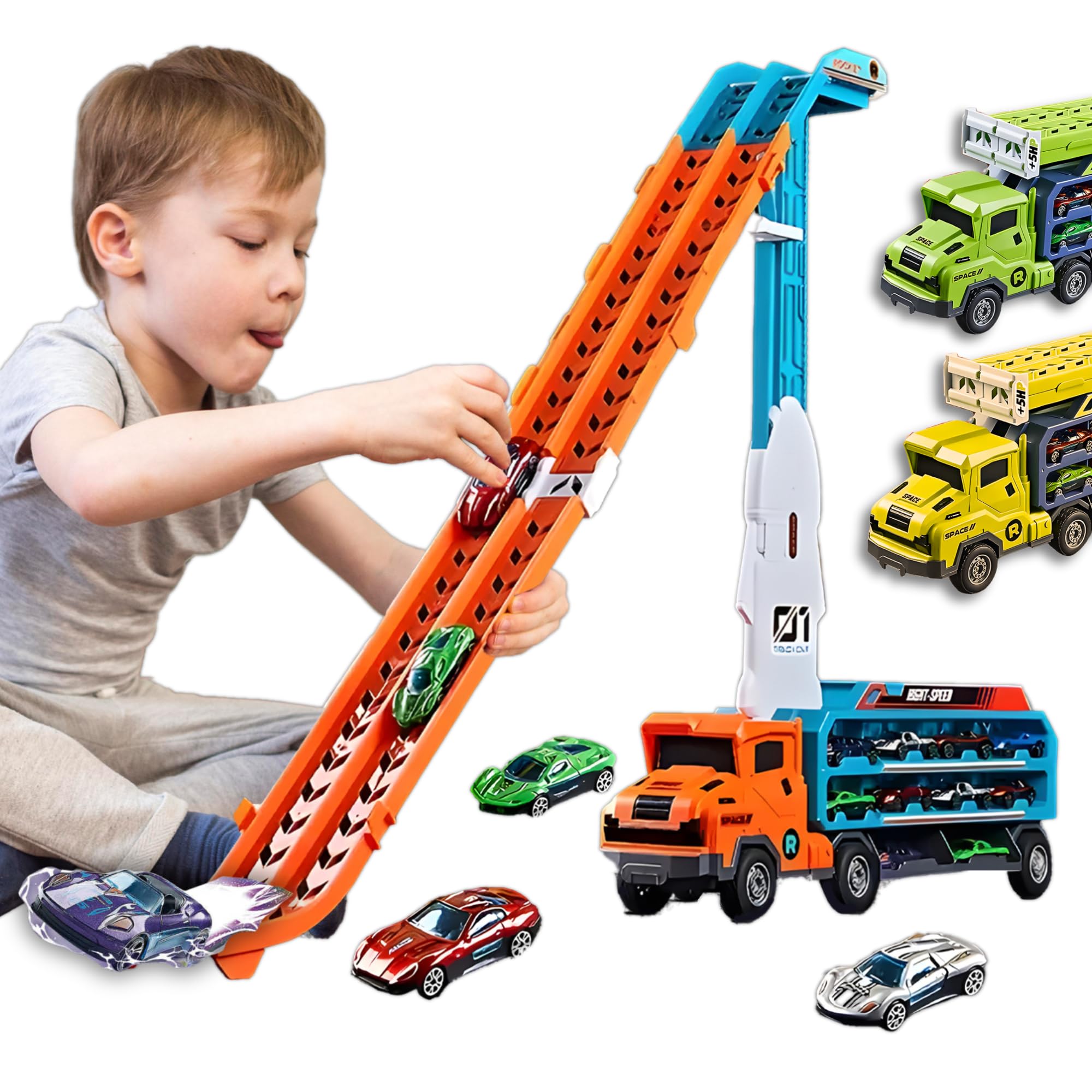 Amazon.com: Hot Carrier Transport Truck Toys for Kids, 7-in-1 Big