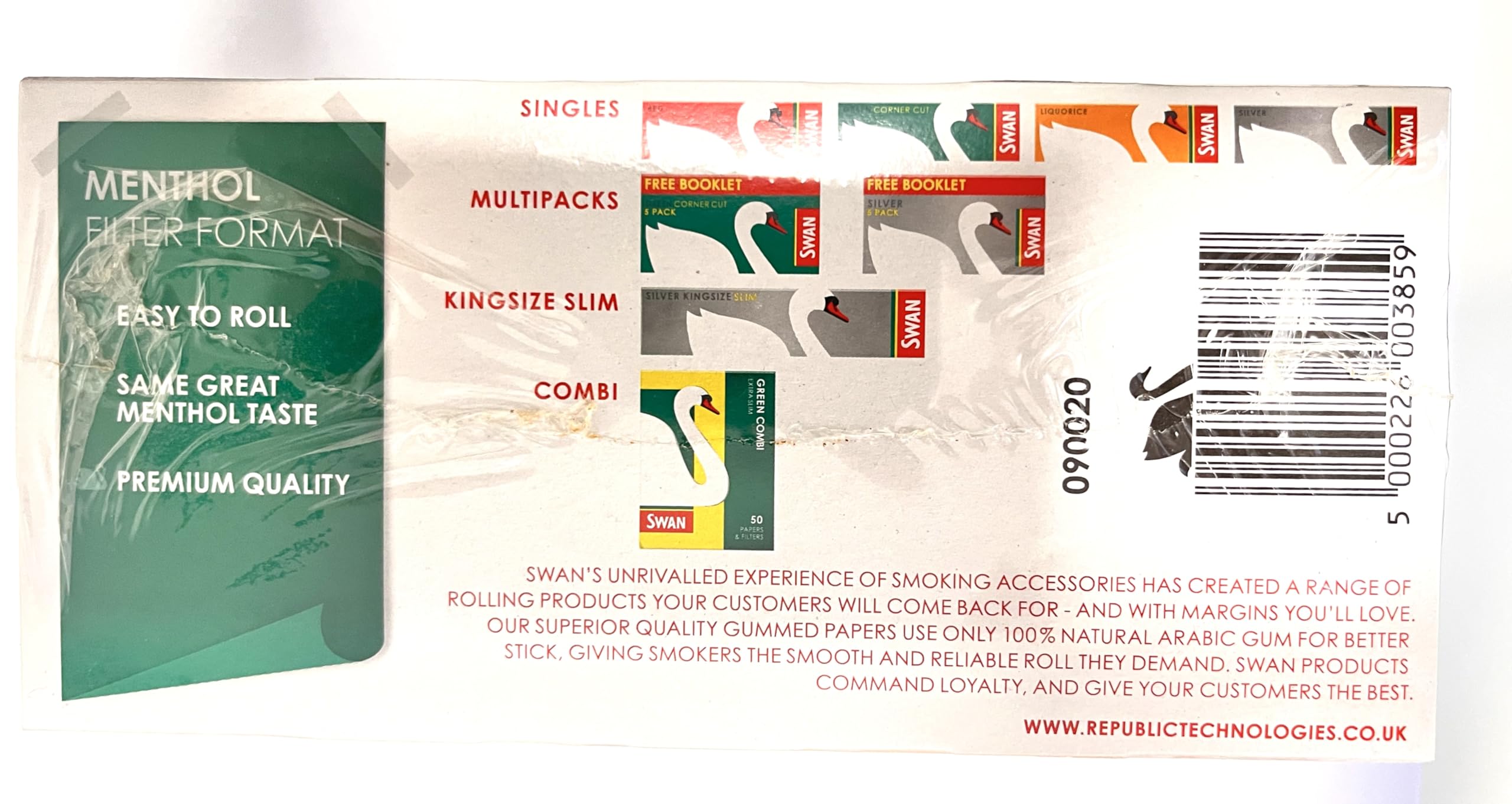 SWAN Menthol extra Slim Filter, 6mm Durchmesser, 120 Filter Tips pro Packung 4 Boxen (80 Packungen)