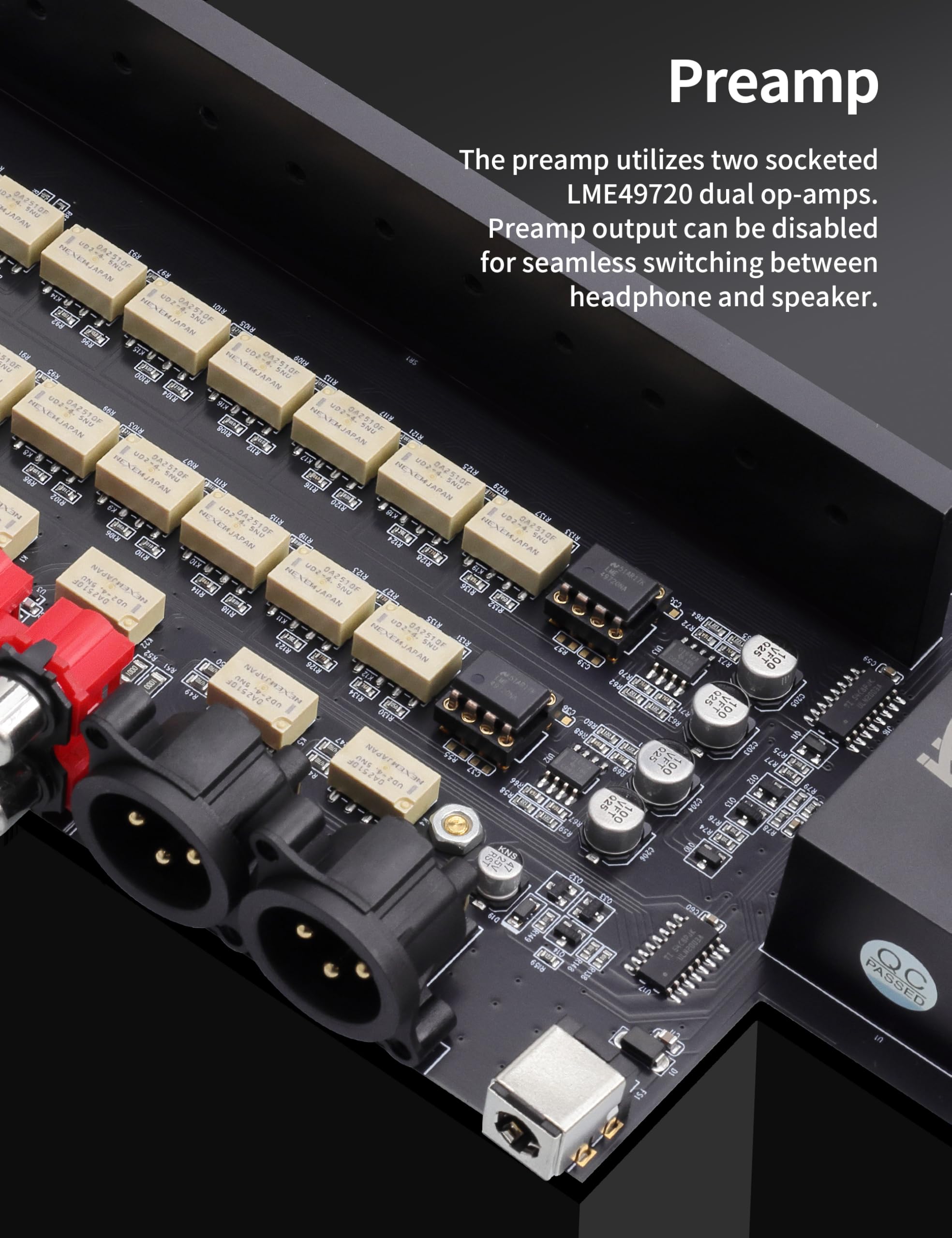 AUDALYTIC HP70 Amplificatore per cuffie discreto completamente bilanciato - Amplificatore di classe A LME49720 Doppio op-amp preamplificatore 3 ingressi di linea e 2 uscite preamplificate Supporto