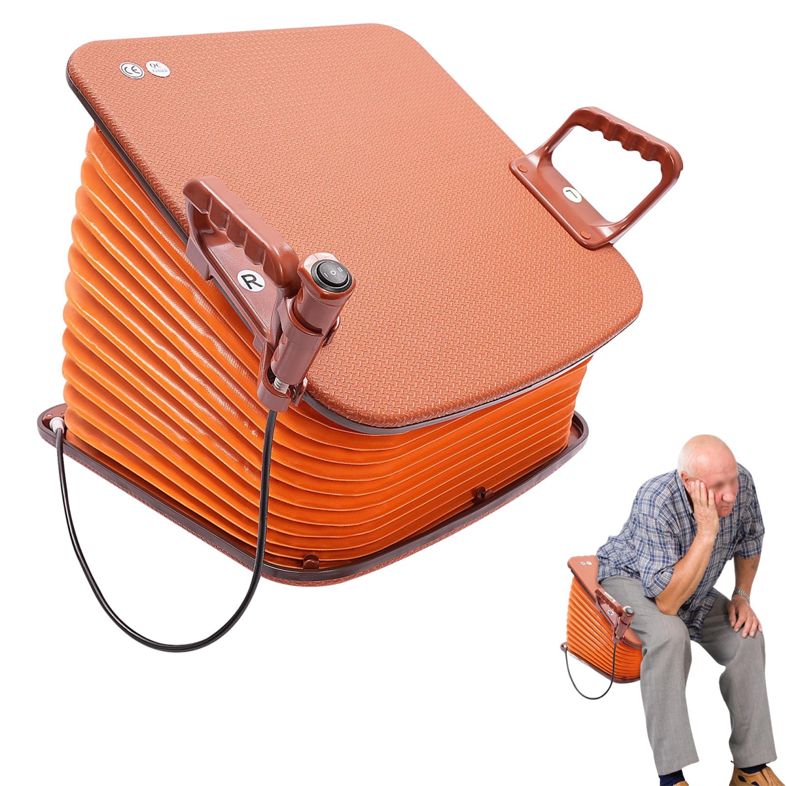 Sunseota Electric Seat Assist Lifting Cushion, 220lb Capacity, up to 34° Chair Lift Assist Device, with One-Button Control & Dual Power Options, Portable Lifting Seat with Handle Lithiumbattery