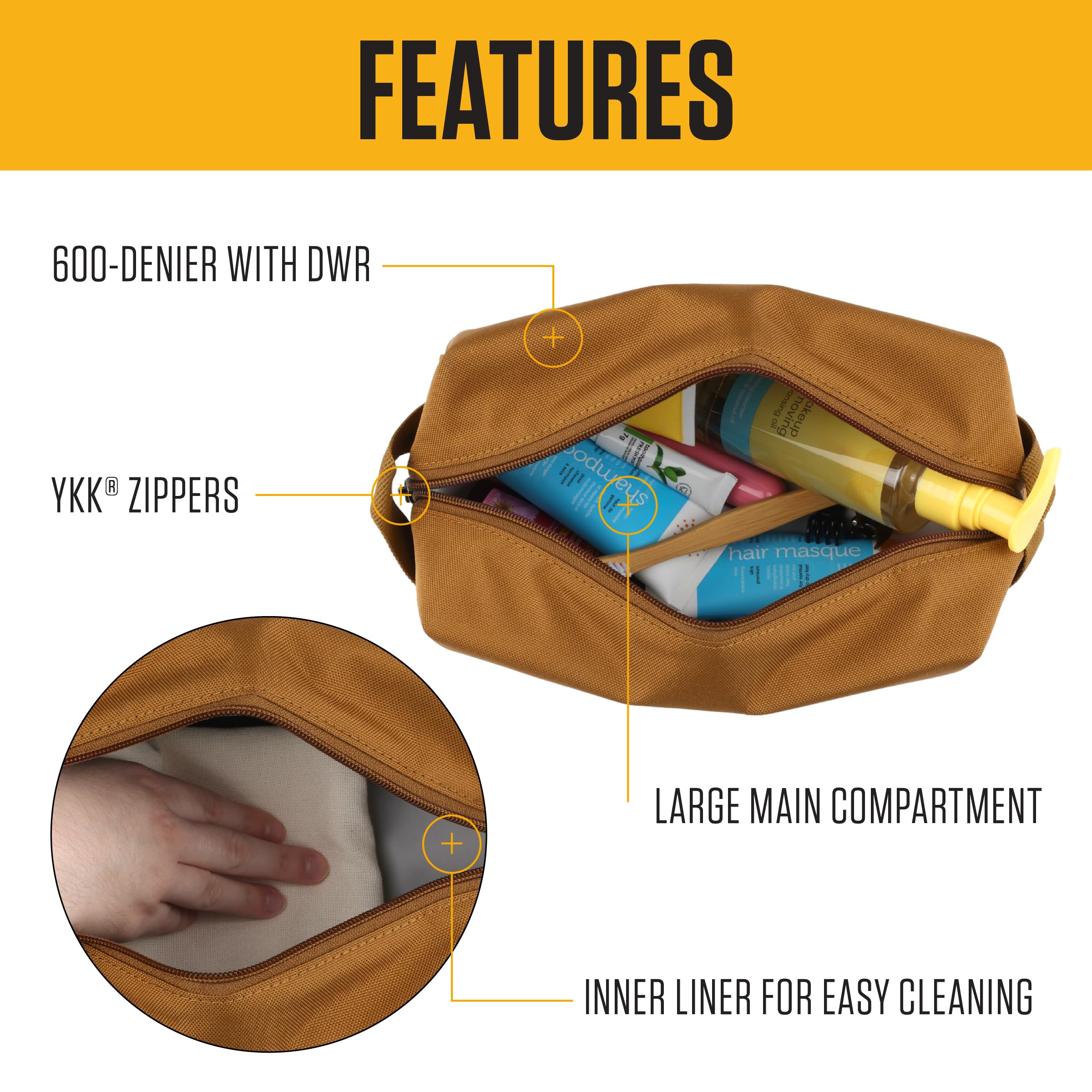 Carhartt Travel Kit Water-Resistant Toiletry Bag Organizer