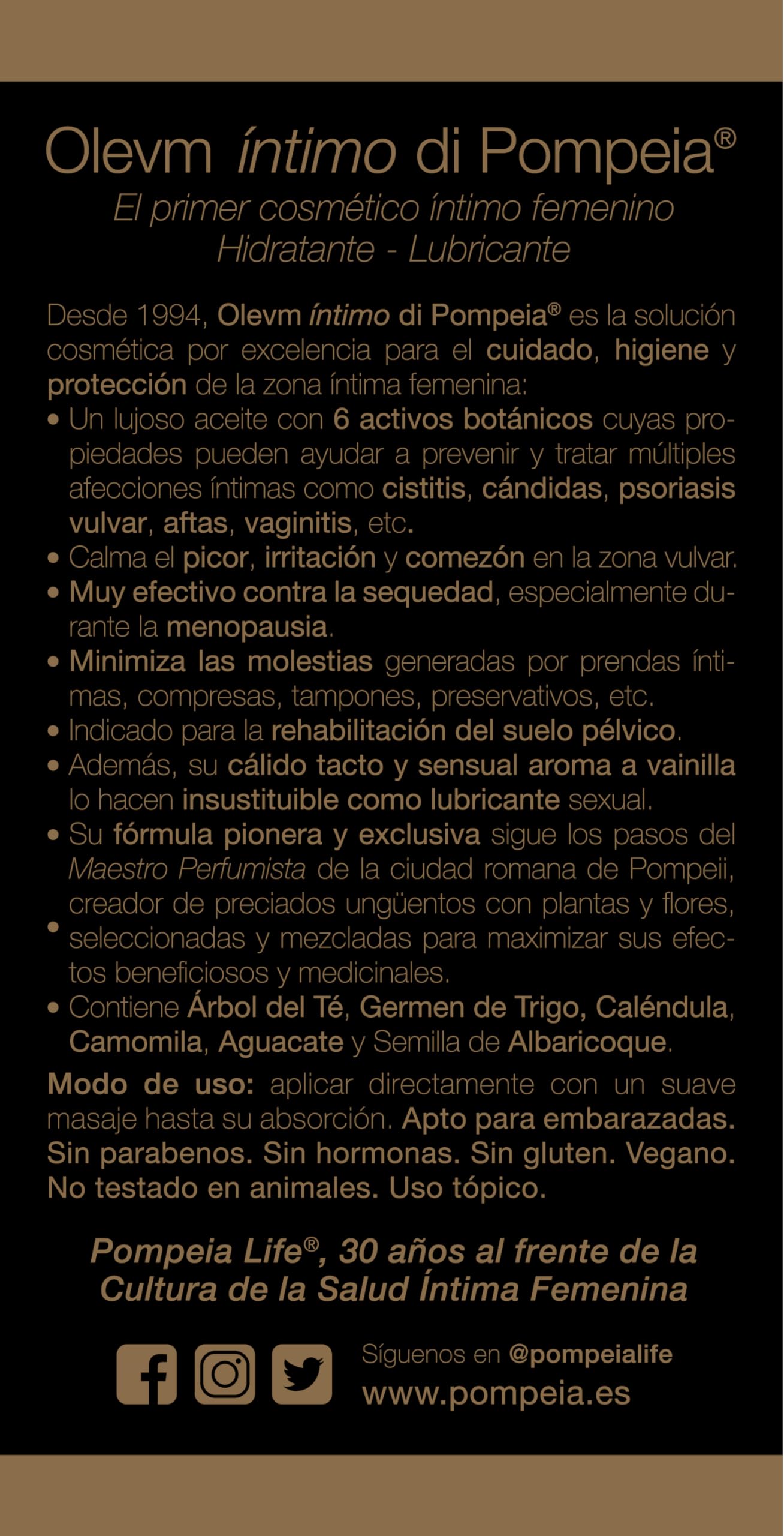 Nuevo Olevm íntimo di Pompeia, cosmético íntimo femenino - 50ml con dosificador