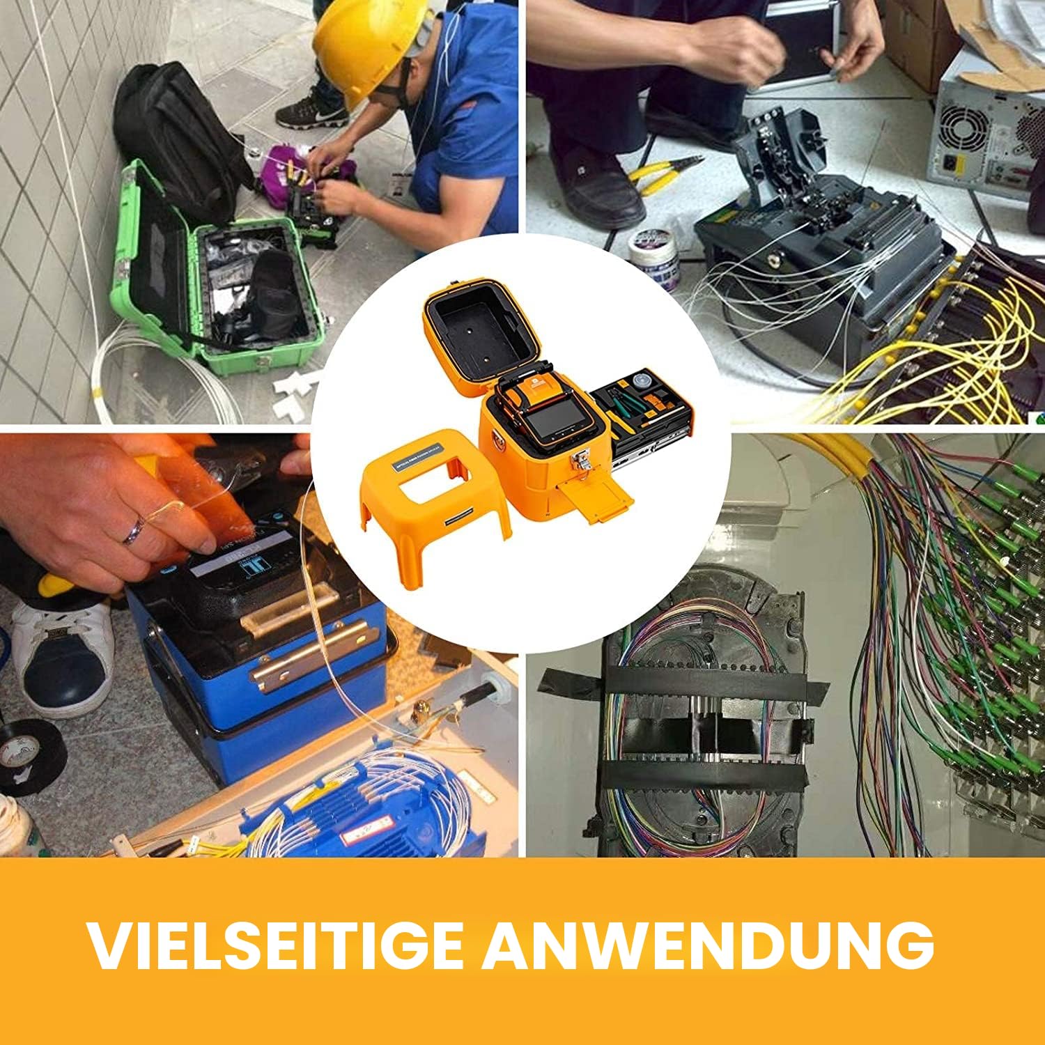 Elfcam® - Glasfaser Spleißgerät Ai9 Kit, Automatisches Fusionsspleißgerät, Herz mit Herz, 6 Motoren, Beleuchtung & Integriertes Fotometer, Glasfaser-Schweißgerät, Touchscreen für FTTH & FTTx