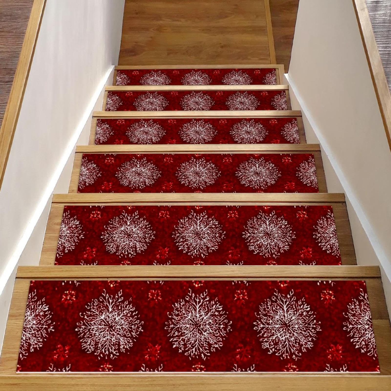 Tapis d'escalier antidérapants lavables pour marches en bois lot de 15 rouge