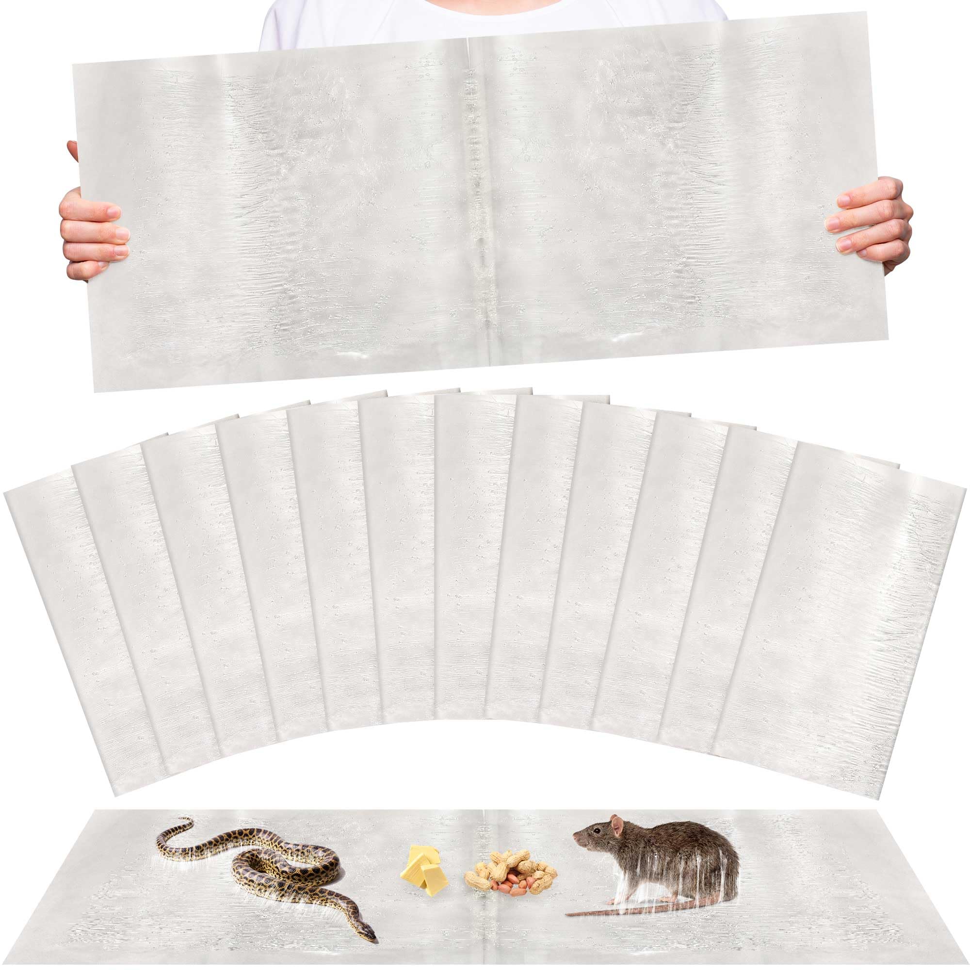 12 Pack Large Super Sticky Glue Traps for Mice and Rats, Rat Mouse Sticky Traps Glue Board for Garage Garden Basement Kitchen Home Outdoor Indoor Restaurant Office (26" x 11")