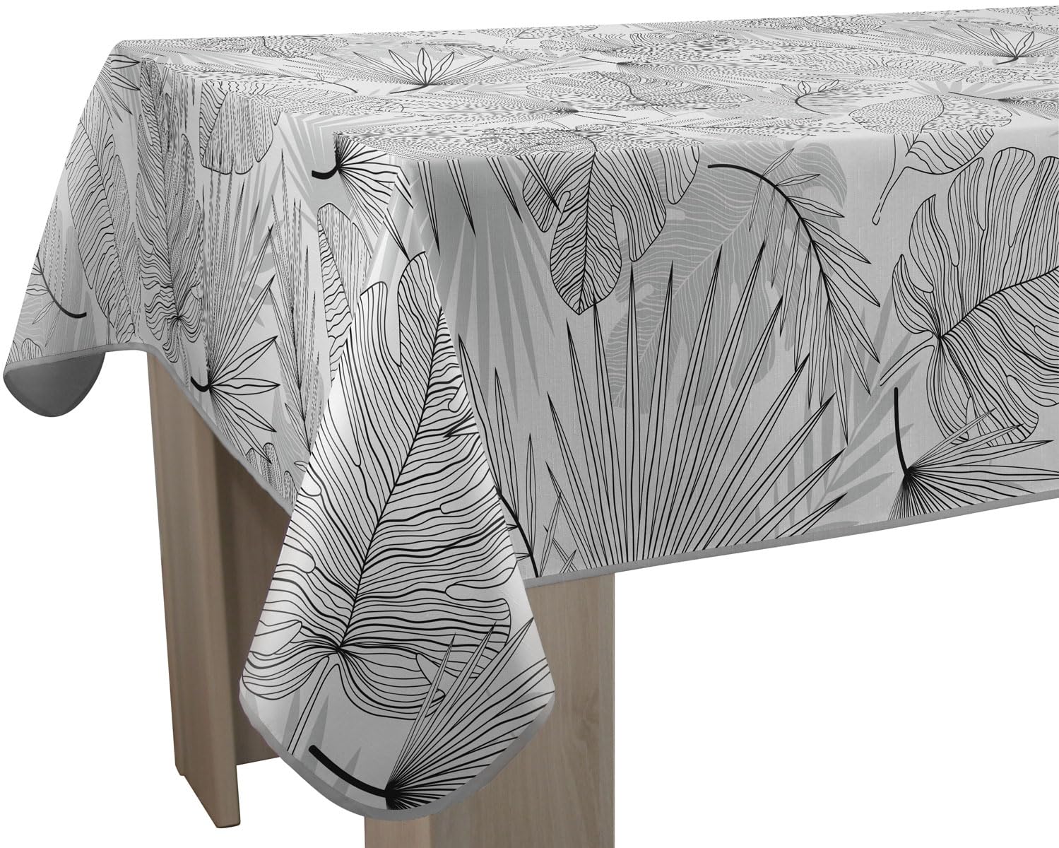 Nappe anti-taches Olinda gris, l'élégance d'un grand tissu rectangulaire