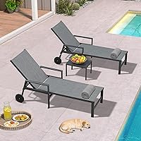 Vista 11 de PURPLE LEAF Sillón reclinable de aluminio para exteriores, 2 piezas, con ruedas y reposabrazos, para piscina, patio, playa, color beige