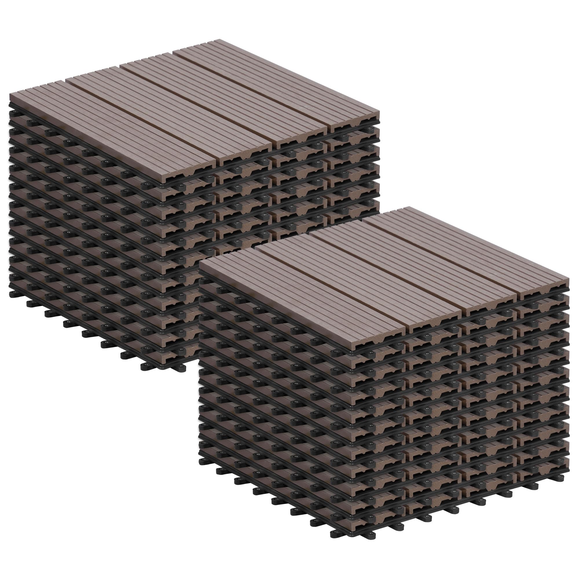 Laneetal Set di 22 Pavimento per Esterno, Pavimento WPC Incastro, per Giardino, Patio, Terrazza, Balcone, Pavimentazione Esterna 30x30 cm, Marrone
