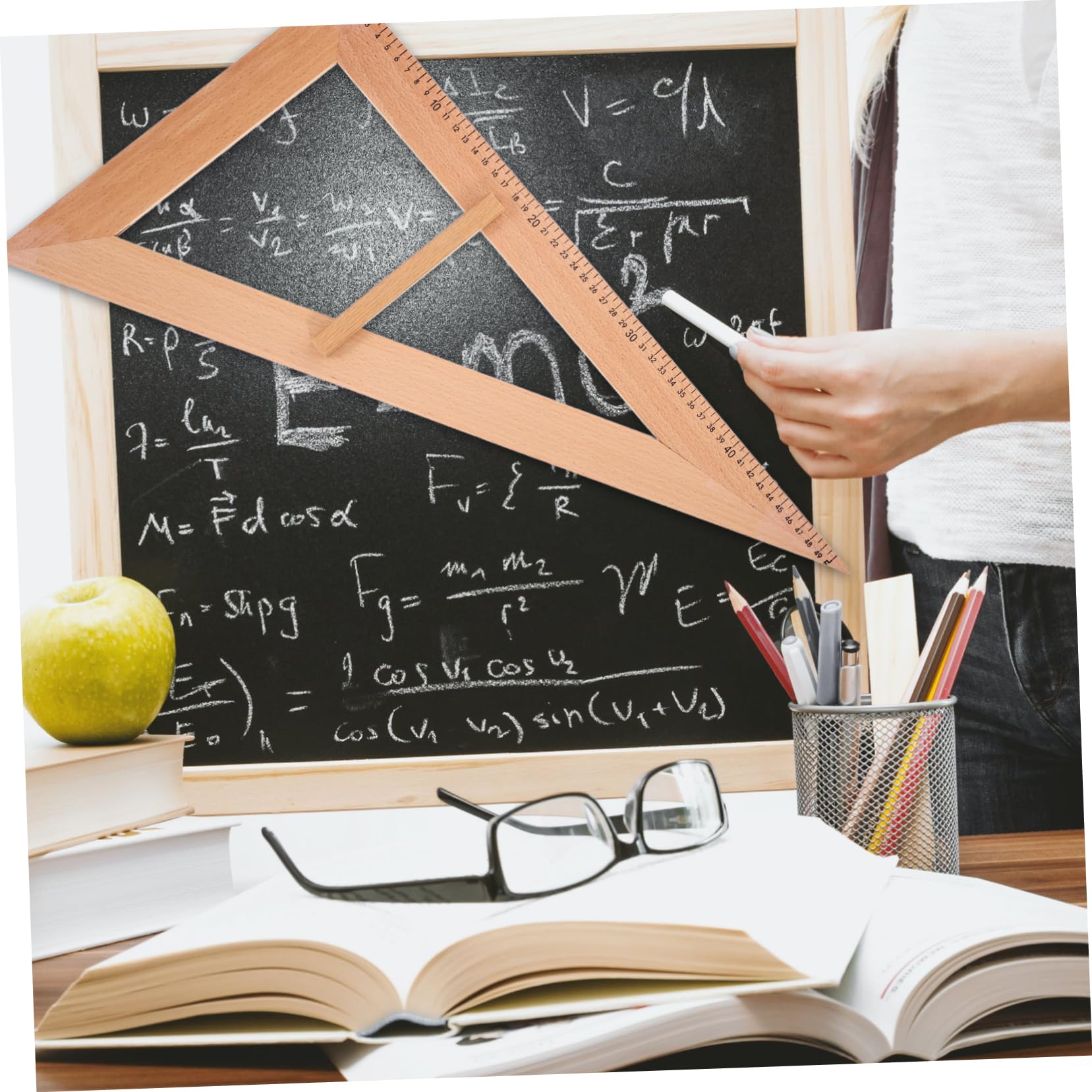 Tofficu 3stücke Holz-messwerkzeug Geometrie-dreieck Für Lehrer Und Schüler Präzises Messlineal Aus Hartholz Für Unterricht Und Kreative Projekte