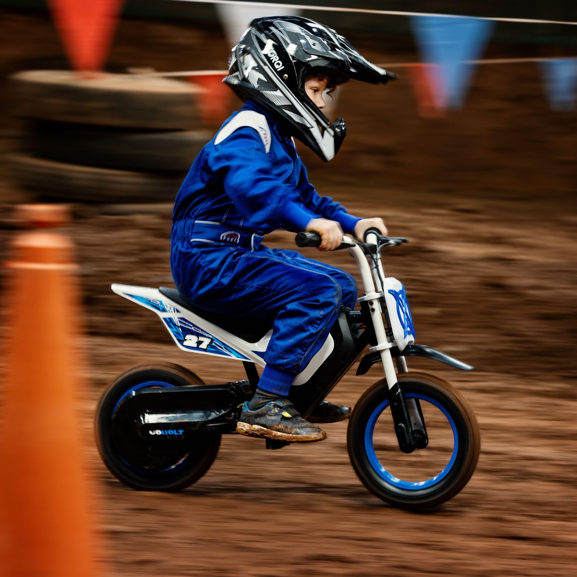 Xootz Cobolt - Moto elettrica per bambini, 150 W, 8/16 km/h, modalità di velocità, batteria al litio da 14,4 V, freno a mano, sedile imbottito e parafanghi, regalo per moto