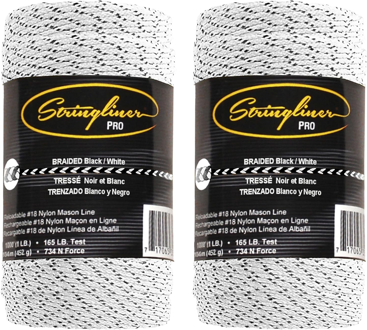 35790 Mason’s Line Replacement Rolls – 1 Lb. #18 Construction Replacement Roll Braided Black/White 1000'. (2 Pack)