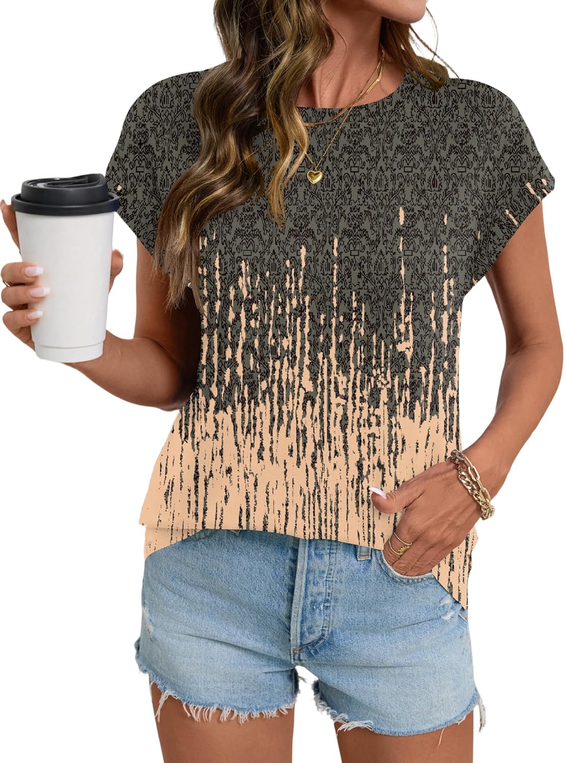 LOMON Womens Summer Tops Short Sleeve Shirts Cap Sleeve Tops Crew Neck Cute Trendy Tunic Blouses Dressy Casual Outfits 2026 - Image 4