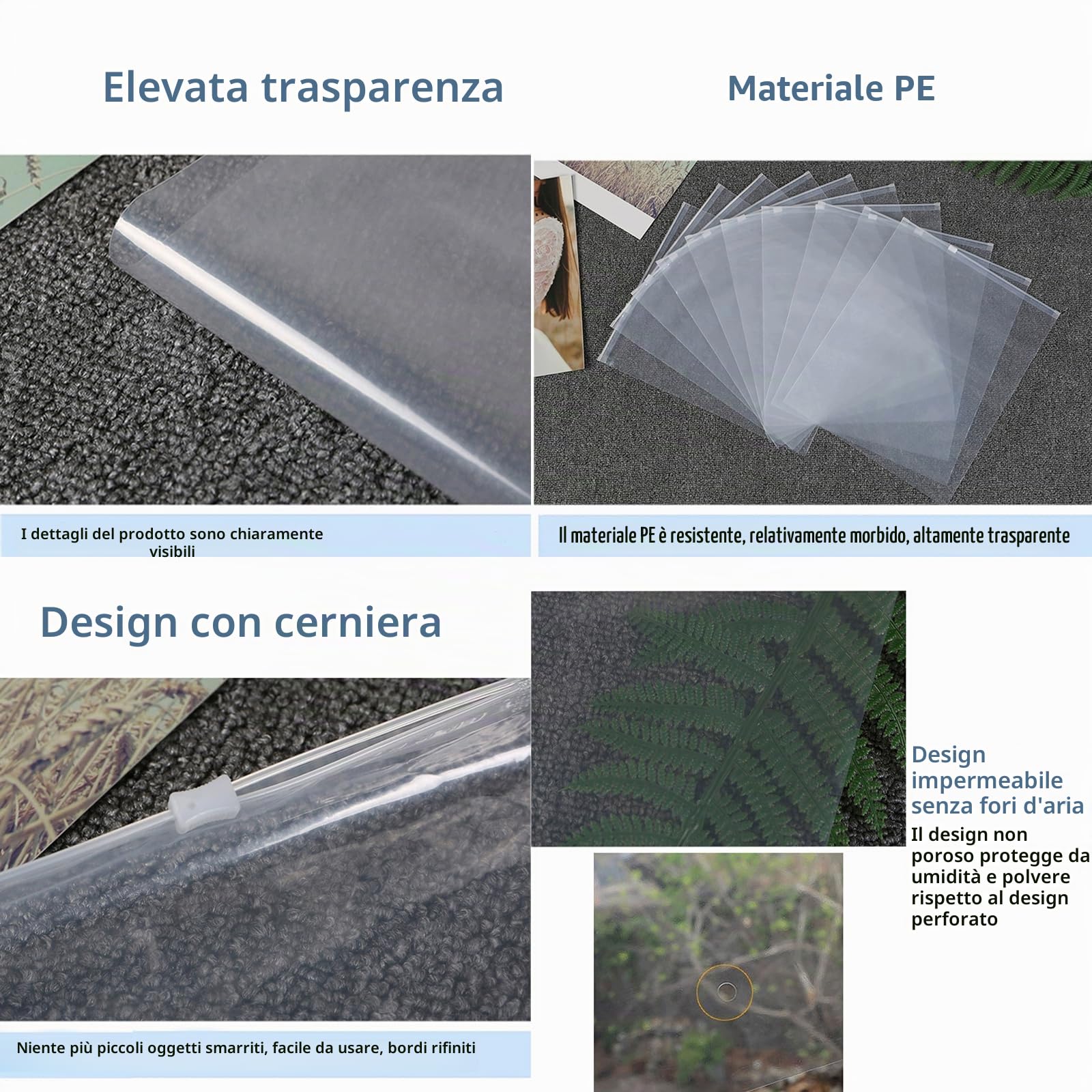 50 Pezzi 30x40cm Sacchetti Vestiti Viaggio con Zip - Sacchetti Viaggio Impermeabili，Multifunzione Organizer Sacchetti,Trasparenti Plastica Richiudibili per Indumenti,Biancheria Intima,Scarpe