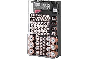 Battery Sorter & Storage Organizer with 93-Battery Capacity and Removable Tester