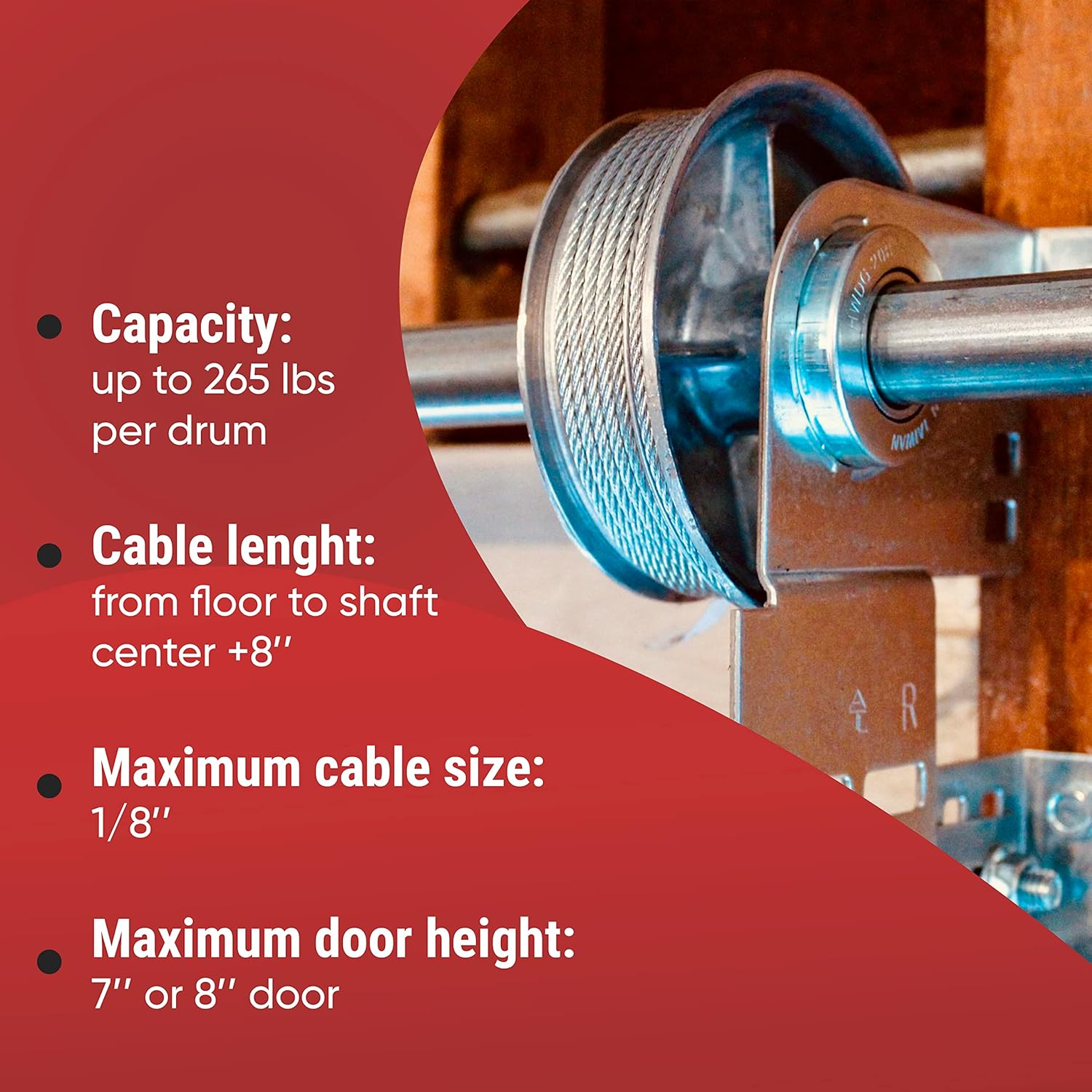 Garage Door Opener Arm - Garage Door Cable Drum up to 8"" Standard Lift, 400-8 (Pair) - Garage Door Cable Drum Up to 12"" Door - Large Standard-Lift, 400-12 (Pair)