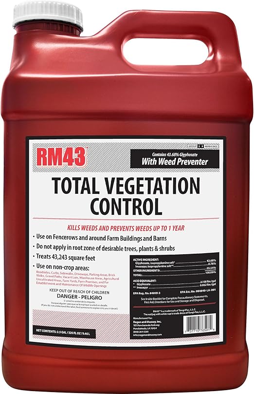 RM43 43-Percent Glyphosate Plus Weed Preventer Total Vegetation Control, 2.5-Gallon