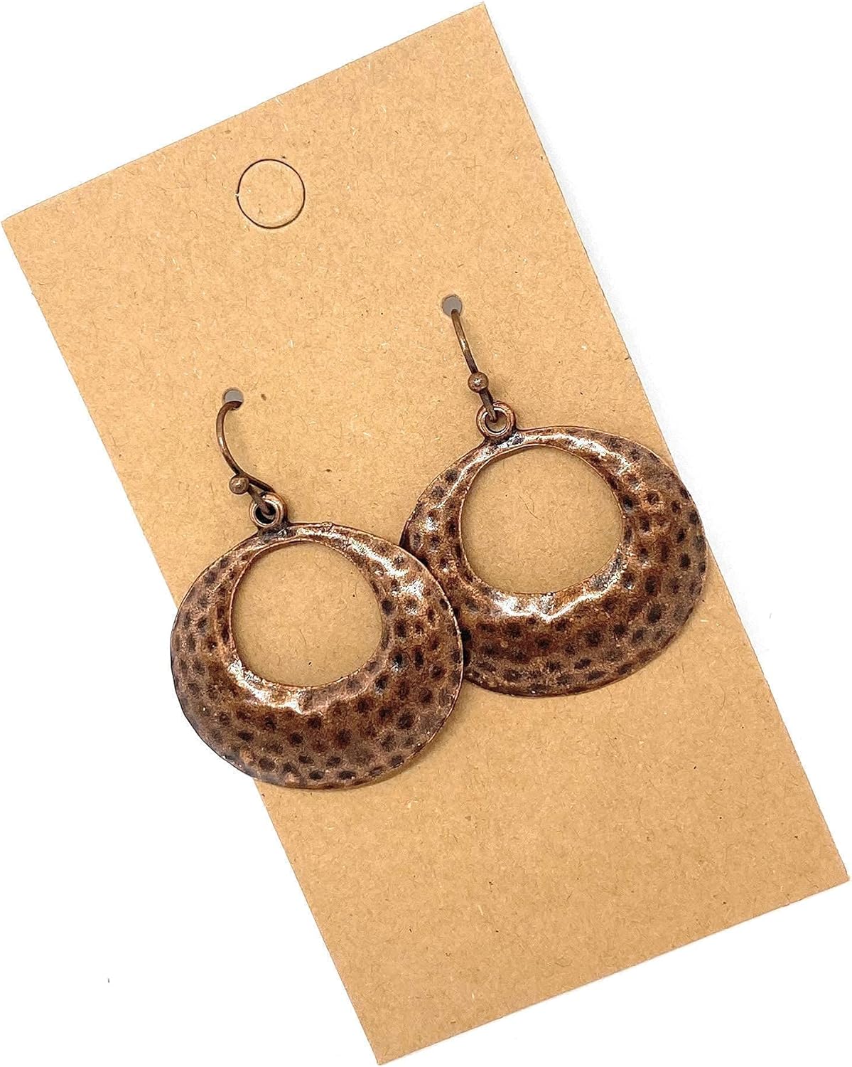 Hammered Hoop Copper Dangle Earrings Boho Bohemian