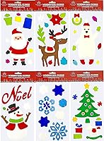 Vista 13 de Vinilos de gel de otoño para ventanas y espejos - 6 hojas de diseños de temporada reutilizables: espantapájaros, follaje, tractor, calabazas