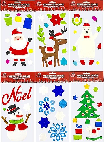 Miniatura 13 de Vinilos de gel de otoño para ventanas y espejos - 6 hojas de diseños de temporada reutilizables: espantapájaros, follaje, tractor, calabazas