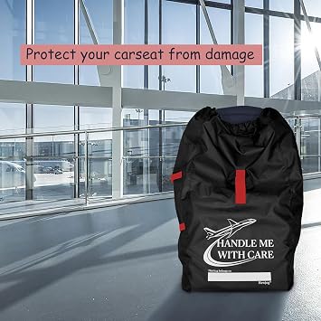 Car Seat Travel Bag for Airplane, Carseat Cover for Air Travel for Infant Carriers Booster Convertible, Black