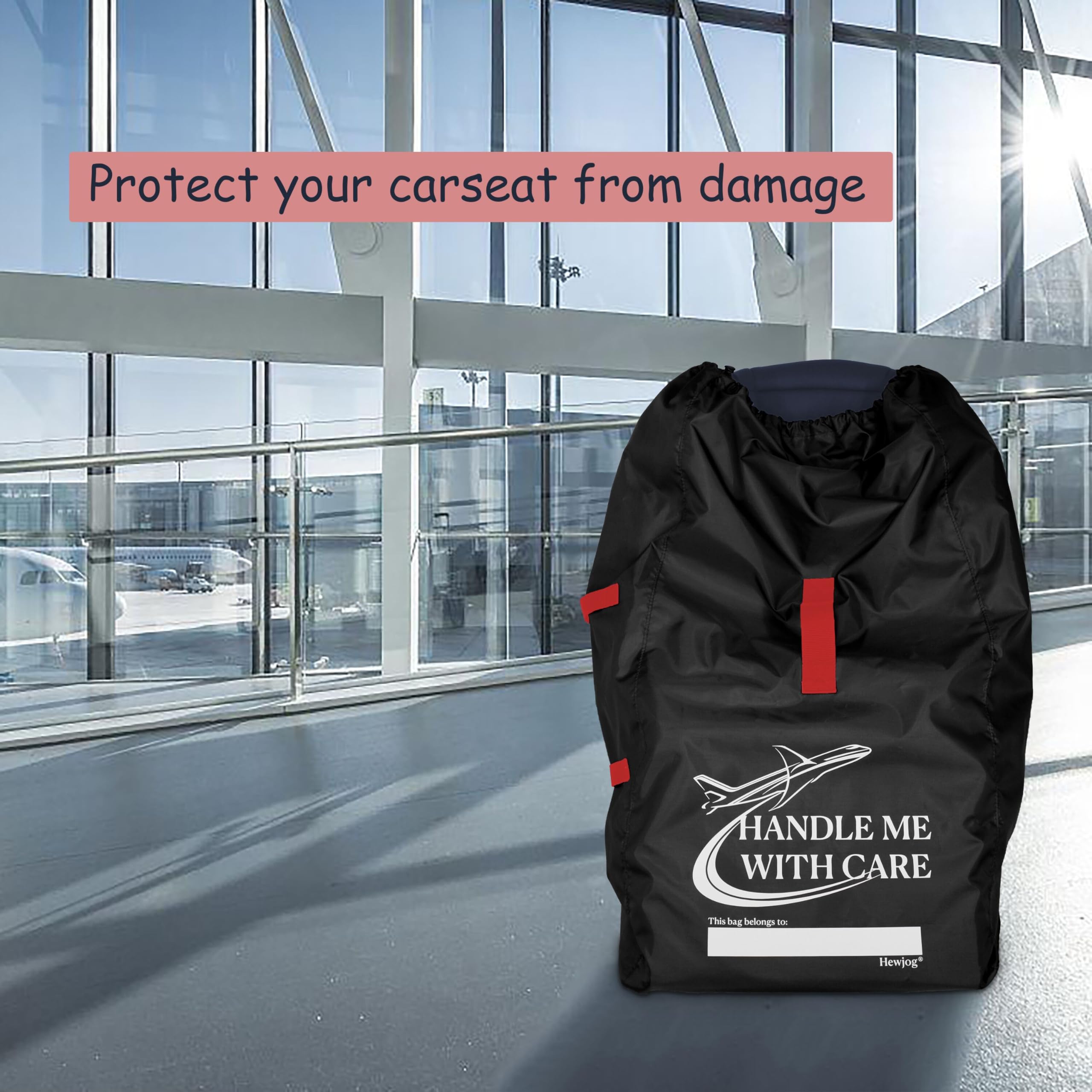 Bolsa de viaje para asiento de coche para avión, funda de asiento de coche para viajes aéreos para portabebés, convertible, color negro