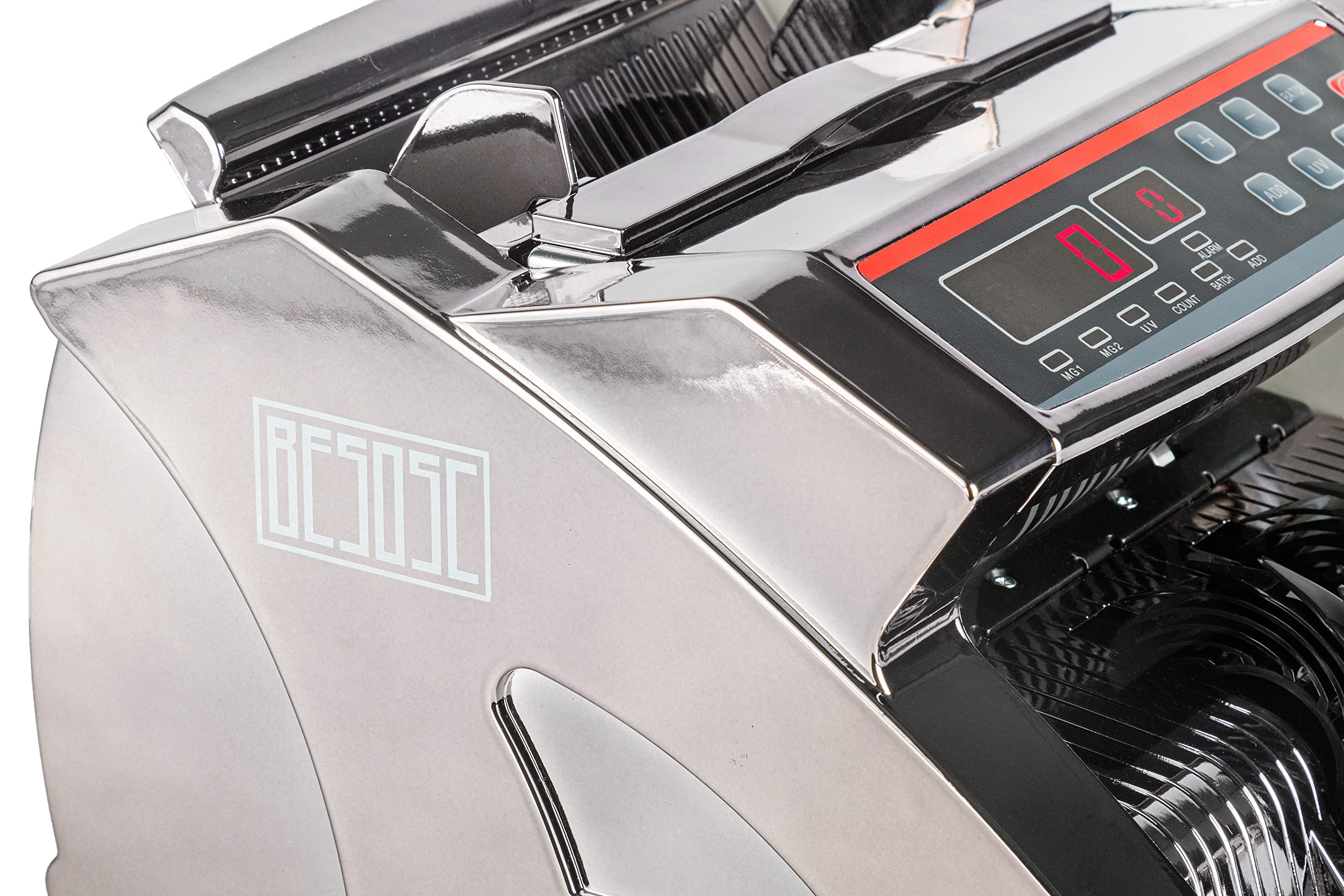 Contatore per banconote con rilevamento UV/MG, 80 W con rilevamento banconote contraffatte, display a LED, 1000 pezzi al minuto, senza conteggio di banconote miste