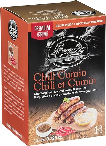 Miniatura 4 de Briquetas Bradley Smoker para Asar y Barbacoa, Mezcla Premium de Chile y Comino, Paquete de 48