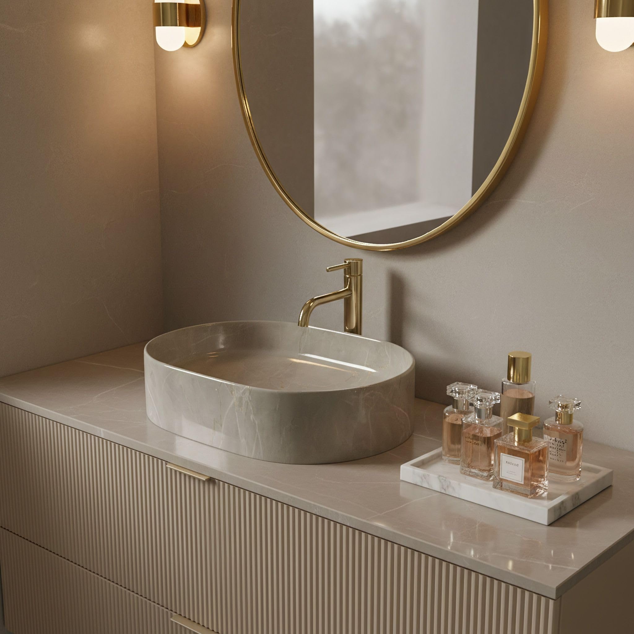Rea Ovales Aufsatzwaschbecken aus Keramik Nadia 50 Kashmir Oval Grey - 50X38X14CM