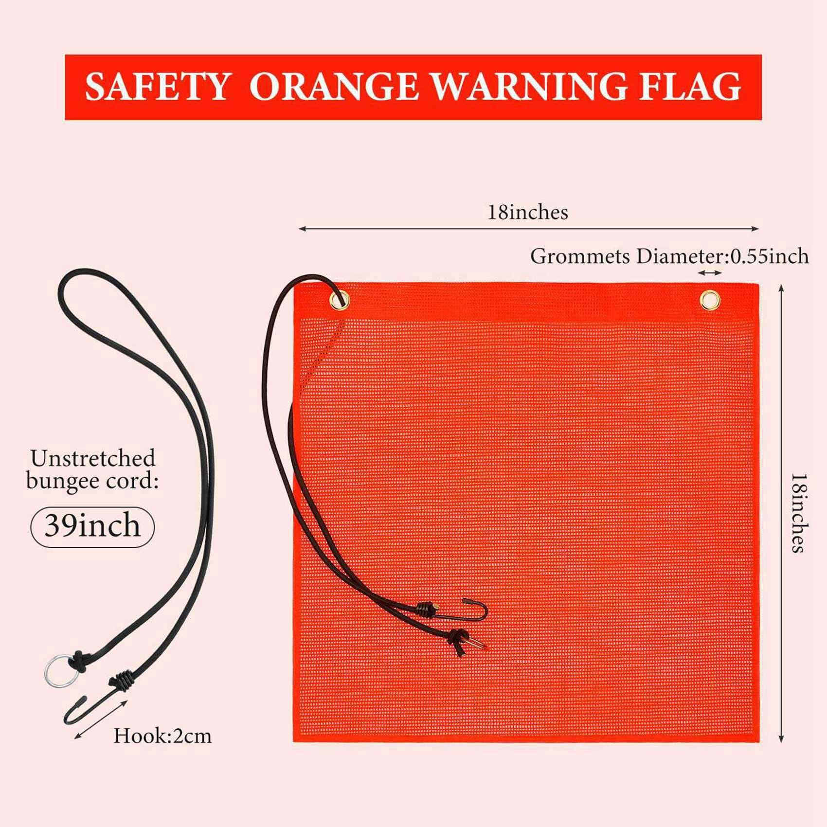 rieder de Seguridad de 16 Piezas 18X18 Pulgadas Bandera Advertencia Naranja Bandera de Seguridad EláStica, Buena Visibilidad Bandera Resistente una la Intemperie con Ojales