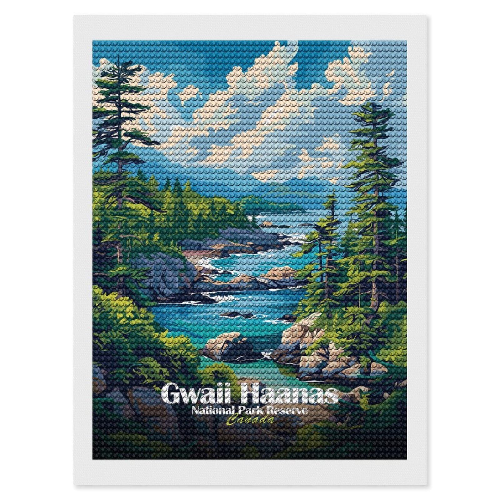 Junmoney Gwaii Haanas National Park Reserve Canada Diamond Art Kit 12"x16", Relaxing DIY Hobby, Satisfying Creative Project, Living Room Decor, for Women