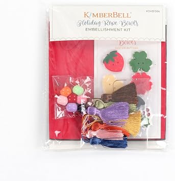 Kimberbell Holiday Rope Bowls Embellishment Kit 23-Piece Set for Machine Embroidery Projects Includes Faux Leather, Tassels, Beads & More for Festive Gifts & Decor