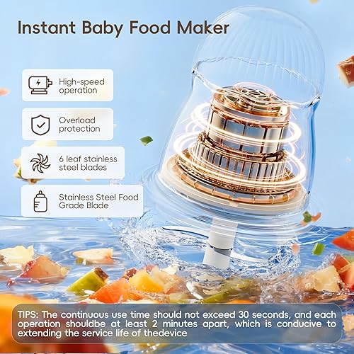 Miniatura 4 de Fabricante de alimentos para bebés, juego de procesador de alimentos para bebés pequeños, frutas, vegetales, carne, 10 onzas para preparar alimentos