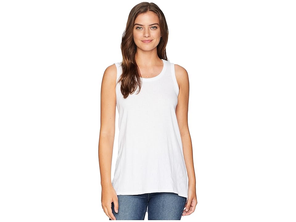 

Mod-o-doc Mini Pointelle Knit Back Rib Vented Tank Top (White) Women's Sleeveless