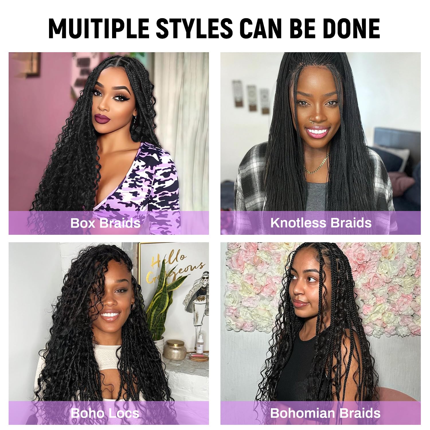 20 Inch Boho Braids Human Hair Extensions For Women 2 Bundles 100g Wet And Wavy Human Braiding Hair For Micro Braids No Weft Deep Wave Bulk Human Hair (1B# - Image 4