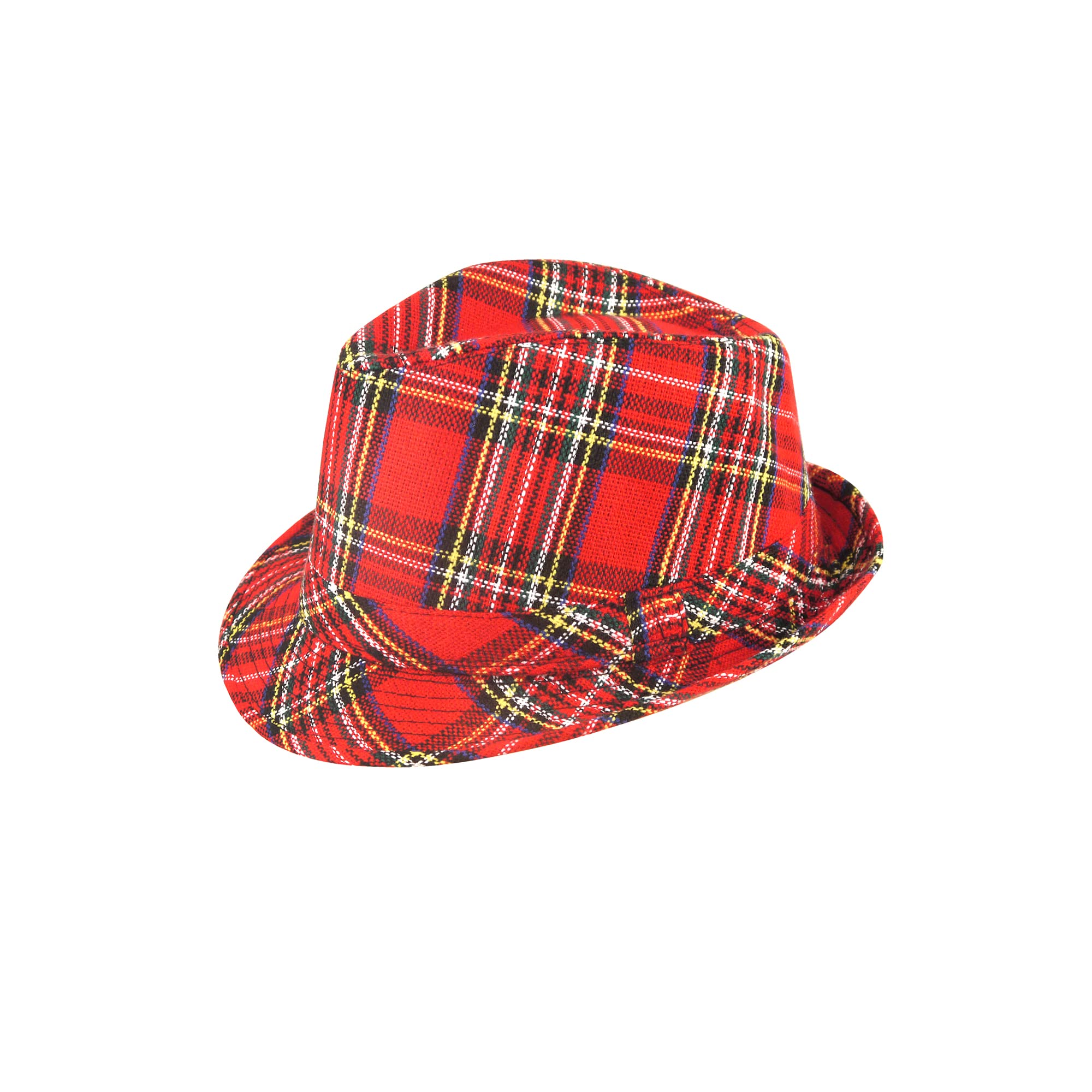 The Fancy Dress® New Adult Unisex Hats Bowler Trilby Gangster Santa Chef Pirate Cowboy Sailor Visor Rainbow Captain Hat Theme Party Accessory (Tartan Trilby Hat 27 Cm)