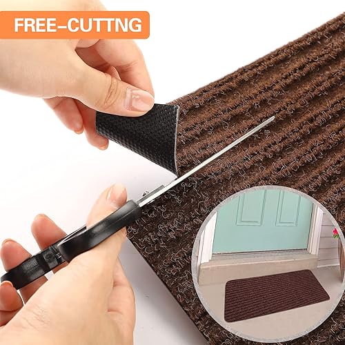 Vista 46 de Nuanchu 1 rollo de tapete grande semiacabado para exteriores, de 16 x 79 pulgadas, tapete para puerta angosta, antideslizante, impermeable, para Azul