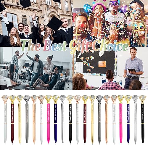 Miniatura 5 de Aolun Bolígrafos de diamantes con cristal personalizados a granel, bolígrafo de metal personalizado con nombre grabado, regalos de texto para
