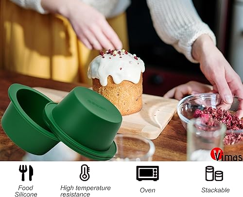 Miniatura 4 de Vimas Moldes redondos de silicona extra gruesos de 4 pulgadas, 4 moldes antiadherentes para hornear para pasteles de capas, pastel de queso, pastel