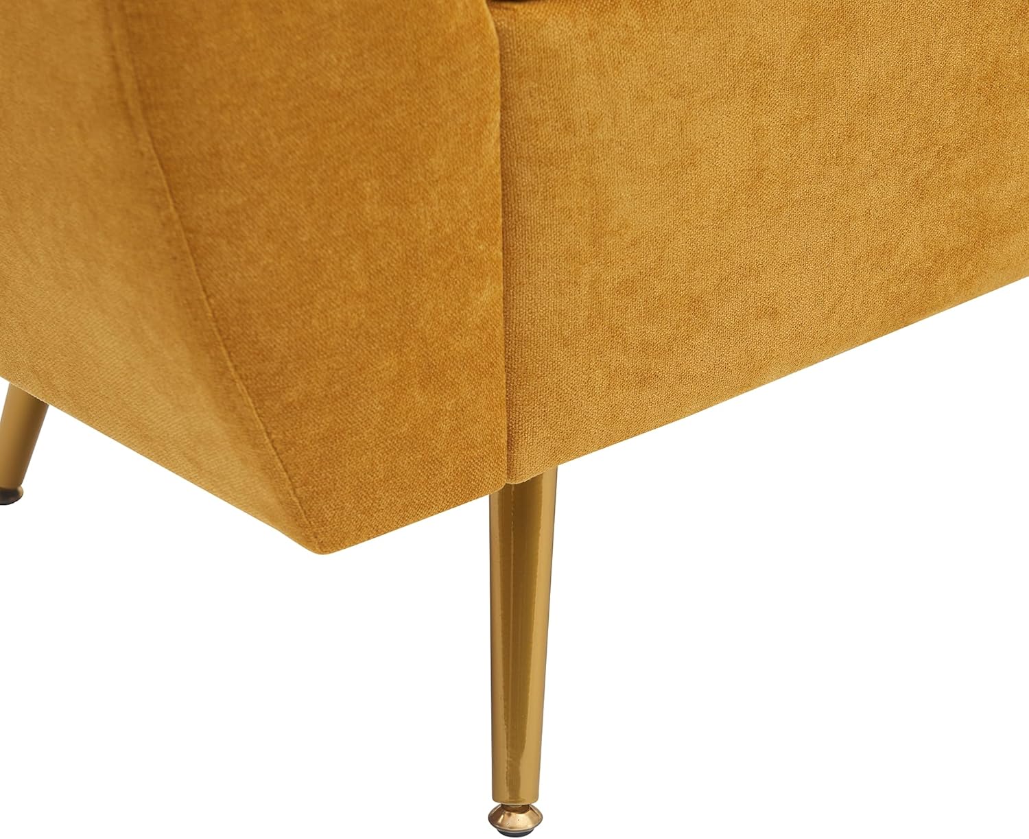 Chenille Storage Bench for Bedroom, Long Bench for King Size Bed, Modern Upholstered End of Bed Ottoman Bench with Arms for Entryway Living Room (Mustard Yellow)