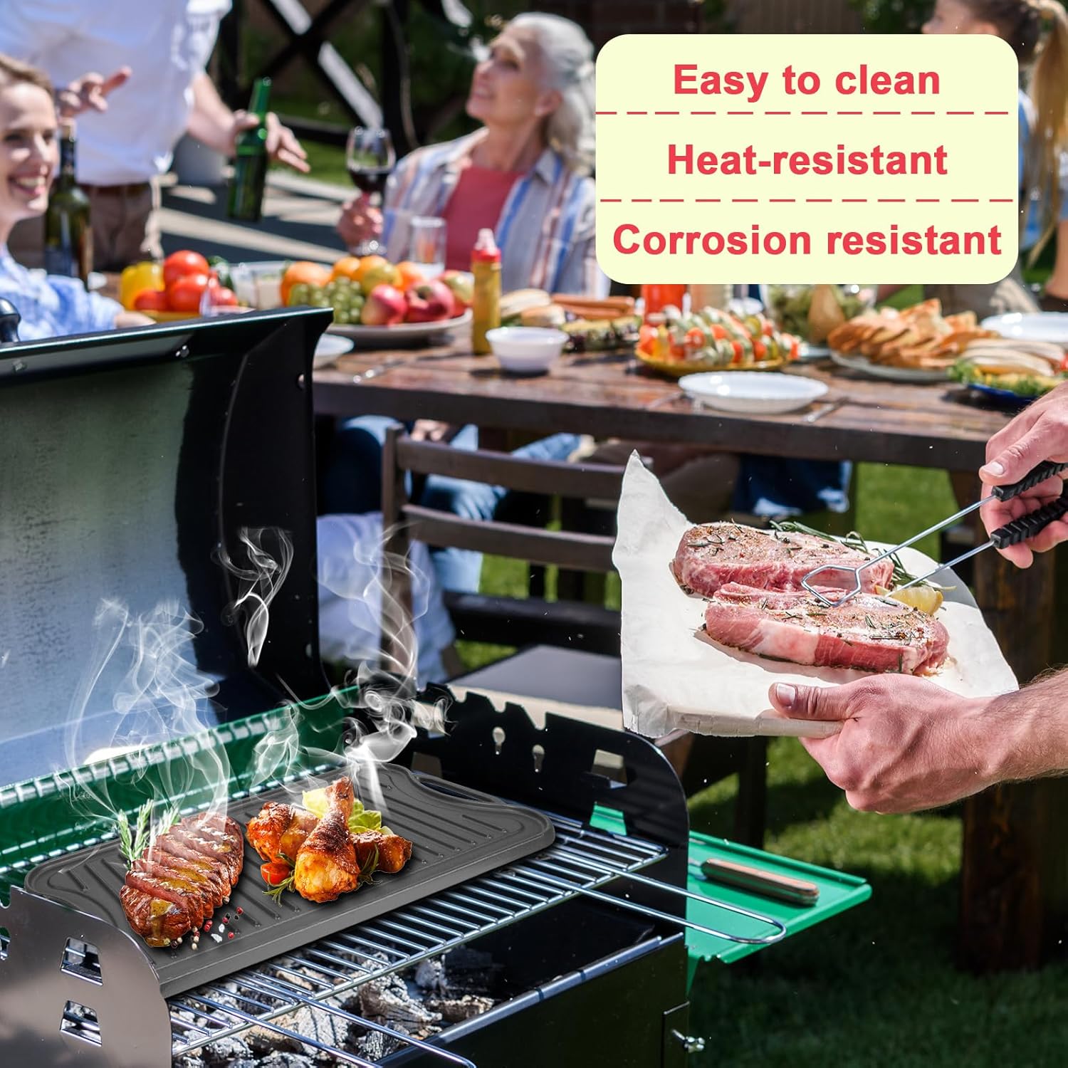 DcYourHome Cast Iron Reversible Griddle Pan for Gas Grill,Stove Top Griddle for Outdoor Gas Stoves, Versatile Stovetop Oven,Pre-Seasoned Grill Plate for Most Grills,17" x 10" Cast Iron Oven Top Plate