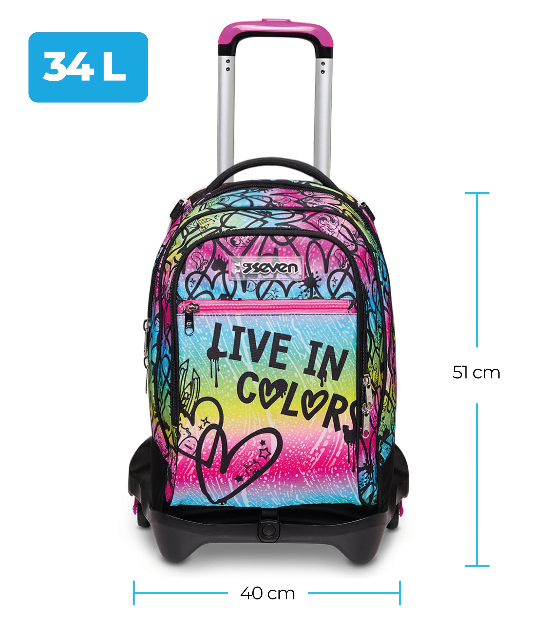 Seven Trolley Jack 3 ruote, COLOUR EXPRESSION, Scuola, Bambini e Ragazzi, Scuola e tempo libero