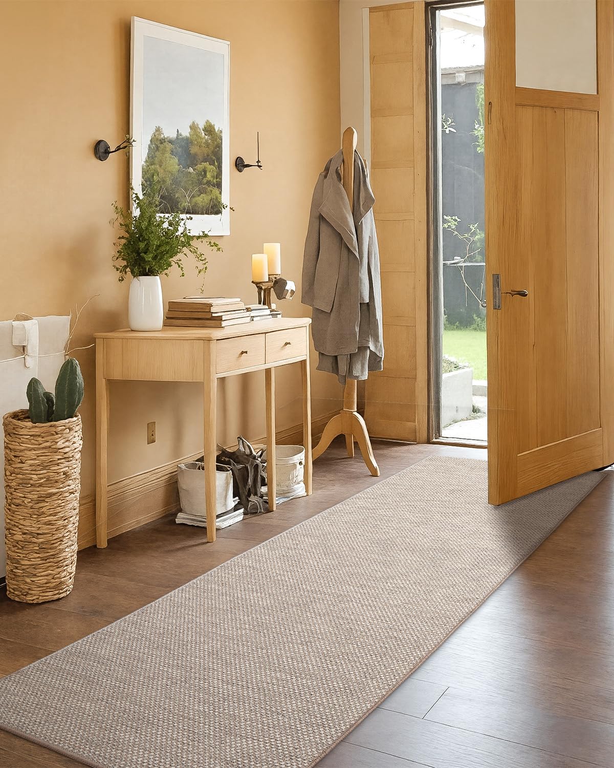 COLOR&GEOMETRY Tappeti da Cucina Antiscivolo Lavabile 61x183cm, 4mm Sottile Tessuto Runner Tappeto, Assorbente Facile da Pulire Tappeti da Pavimento per Davanti al Lavandino, Corridoio, Beige