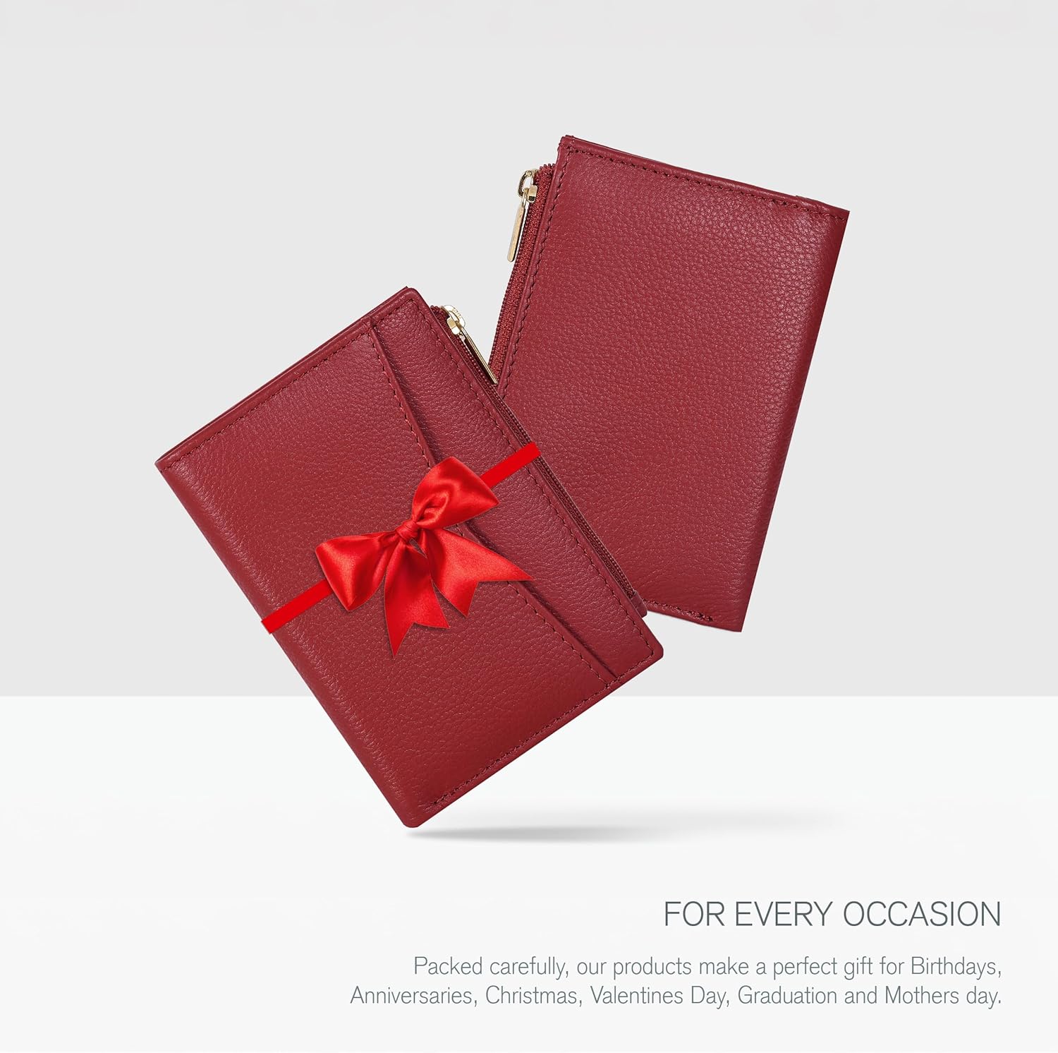 Oak Leathers Leather Wallet For Women - Small RFID Coin Purse Credit Card & ID Holder for Ladies, Gift for Women's, Bifold Wallets (Nappa Red) - Image 5