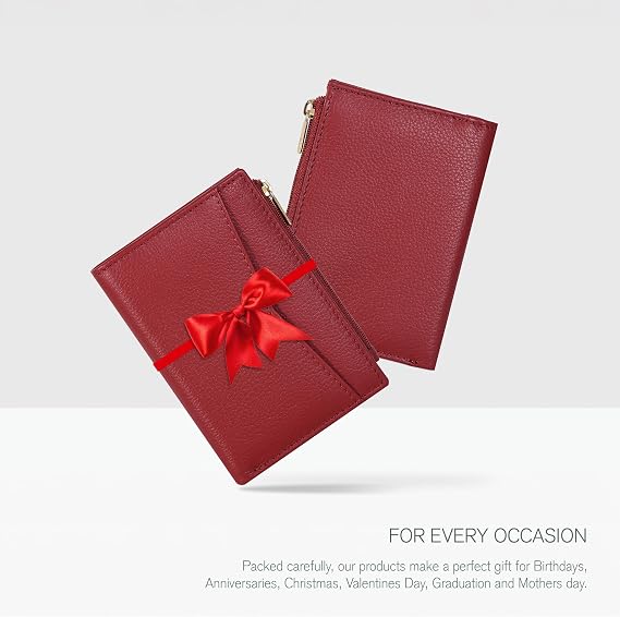 RFID Small Leather Wallet for Women - Bifold Coin Purse Card ID Holder