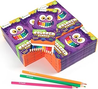 D-FantiX 432 Lápices de Colores a Granel, 36 Paquetes de Lápices de Colores Pre-Afilados, Kit de Estética para la Vuelta al Cole, Imprescindibles en el Aula de Preescolar