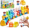 Play-Act Learning Toy for Toddlers 1 2 3 Years Old, Counting, Matching & Sorting Montessori Learning Farm Train Including 9 Farm Animals and 1 Farmer, Christmas Birthday Gift for Baby Boys Girls
